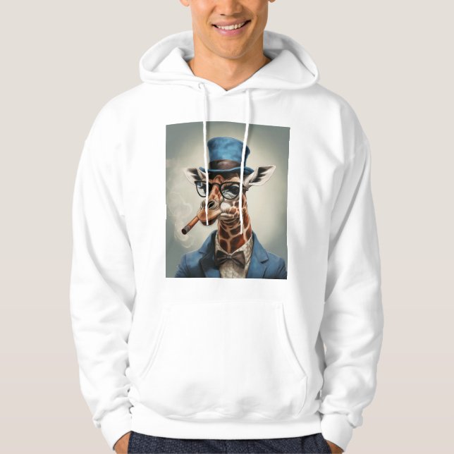 Veste À Capuche Giraffe en chapeau avec cigare (Devant)