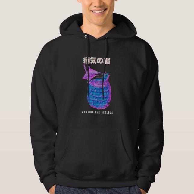 Veste À Capuche Glitch esthétique Vaporwave 80s Ananas rétro (Devant)