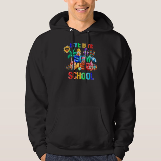 Veste À Capuche Gnome Bye Bye School Bonjour été (Devant)