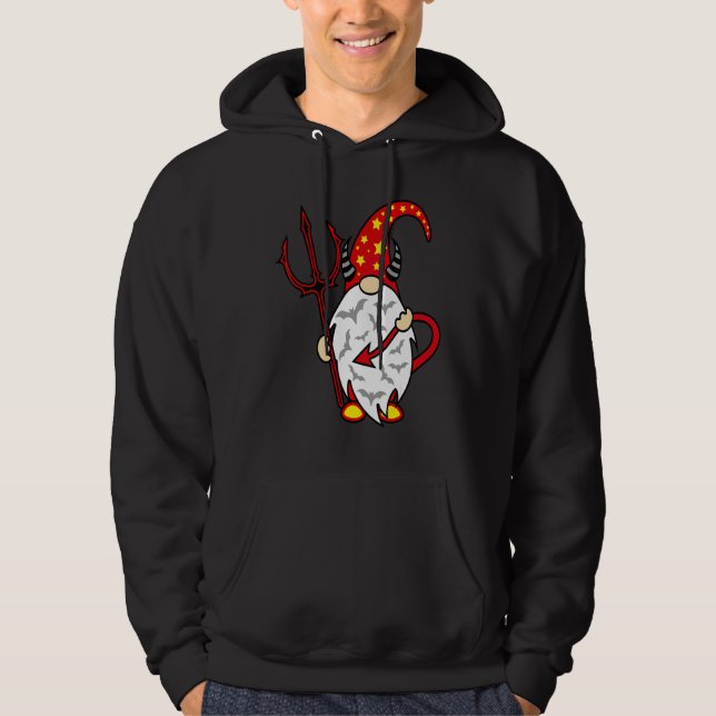 Veste À Capuche Gnome de Halloween Diable avec Trident et Long Dia (Devant)