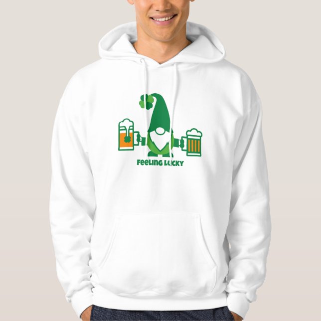 Veste À Capuche Gnome de la Saint-Patrick avec chope de bière (Devant)