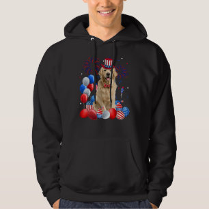 Veste À Capuche Golden Retriever 4 juillet Drapeau américain