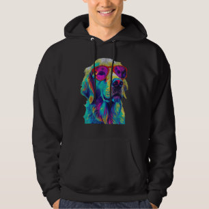 Veste À Capuche Golden Retriever Portant des lunettes Nerd Graphiq
