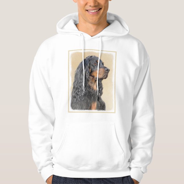 Veste À Capuche Gordon Setter Peinture - Joli art original chien (Devant)