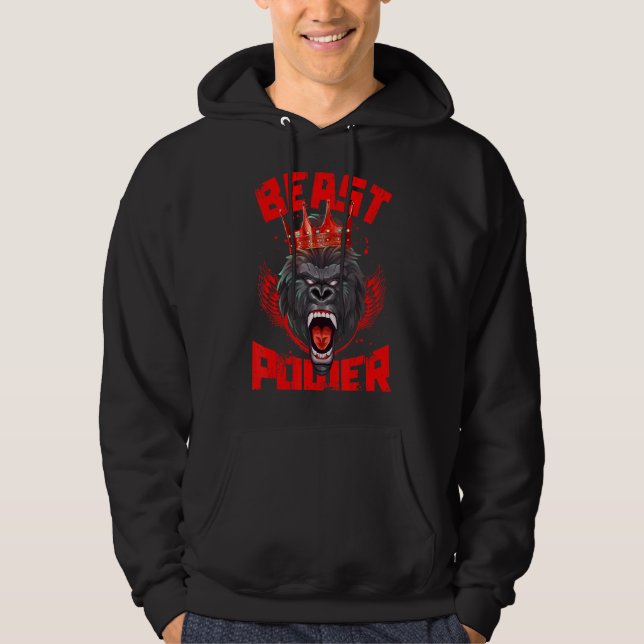 Veste À Capuche Gorilla Beast Power Exercice Gym Motivation Fighte (Devant)