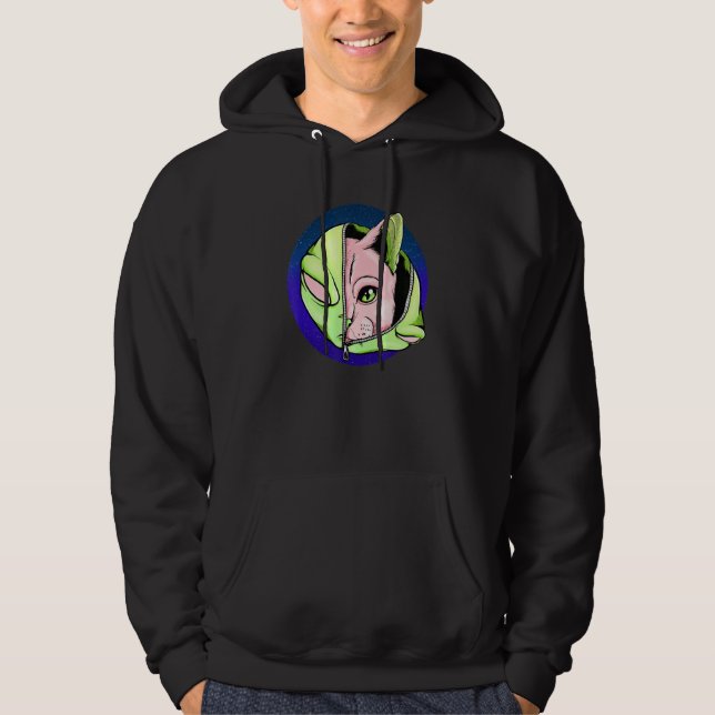 Veste À Capuche Goth Alien Chat Shapeshifter Vaporwave (Devant)