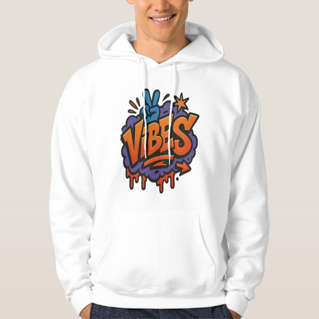 Veste À Capuche Graffiti Gras "Vibes" Art de rue (Devant)