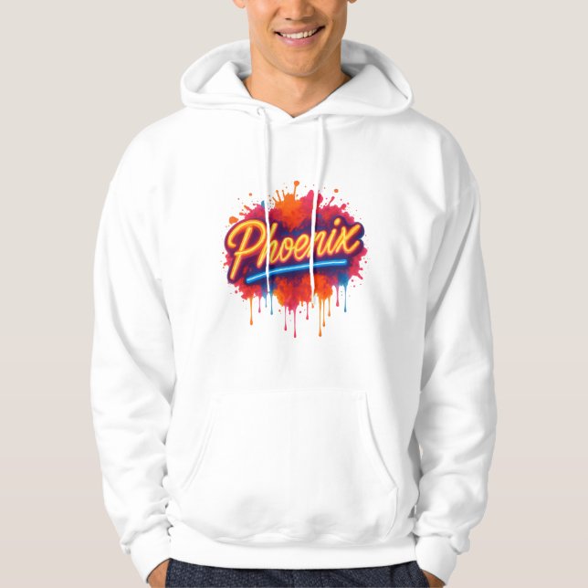 Veste À Capuche Graffiti Phoenix Neon - Retro Street Art Glow (Devant)