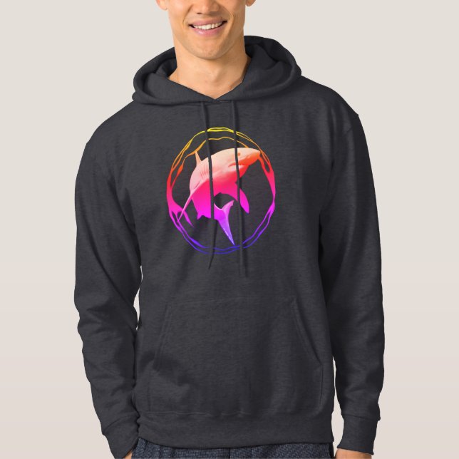 Veste À Capuche Grande conception graphique de requins blancs (Devant)