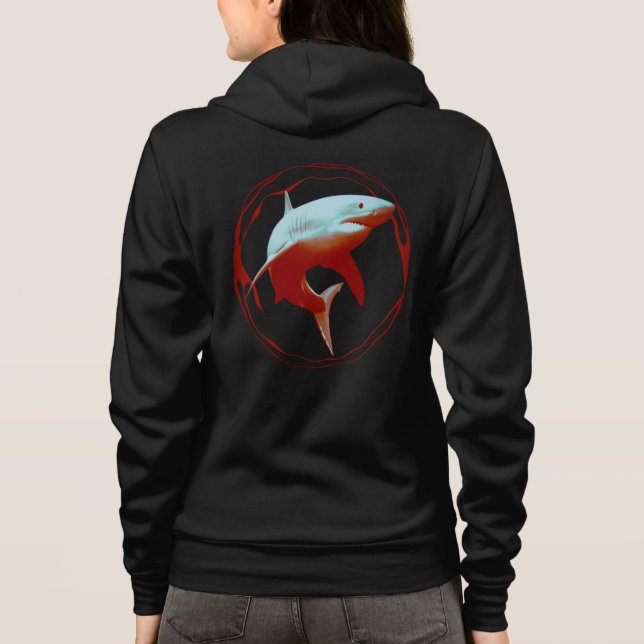 Veste À Capuche Grande conception graphique de requins blancs (Dos)