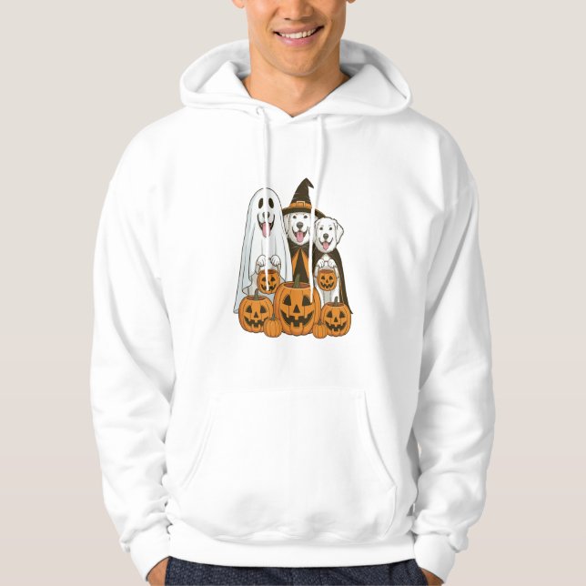 Veste À Capuche Grande Pyrenees Chien Fantôme Sorcière Halloween C (Devant)
