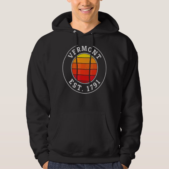 Veste À Capuche Graphique de coucher de soleil rétros du Vermont (Devant)