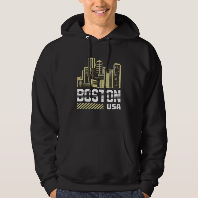 Veste À Capuche Graphique de la skyline de Boston États-Unis | Vil (Devant)