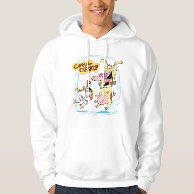 Veste À Capuche Graphique de rire de vache et de poulet (Devant)