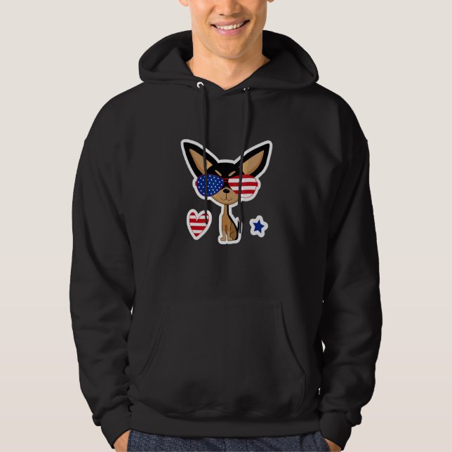 Veste À Capuche Graphisme d'illustration de chien de drapeau patri (Devant)