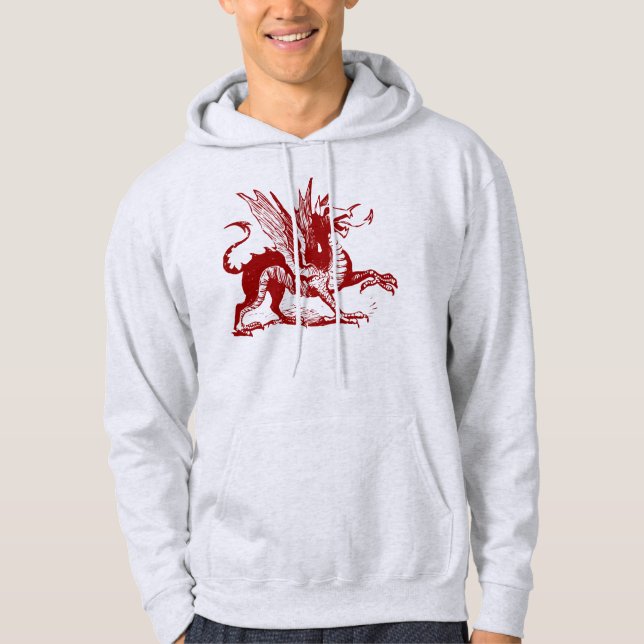 Veste À Capuche Gravure de dragon - Rouge rubis (Devant)