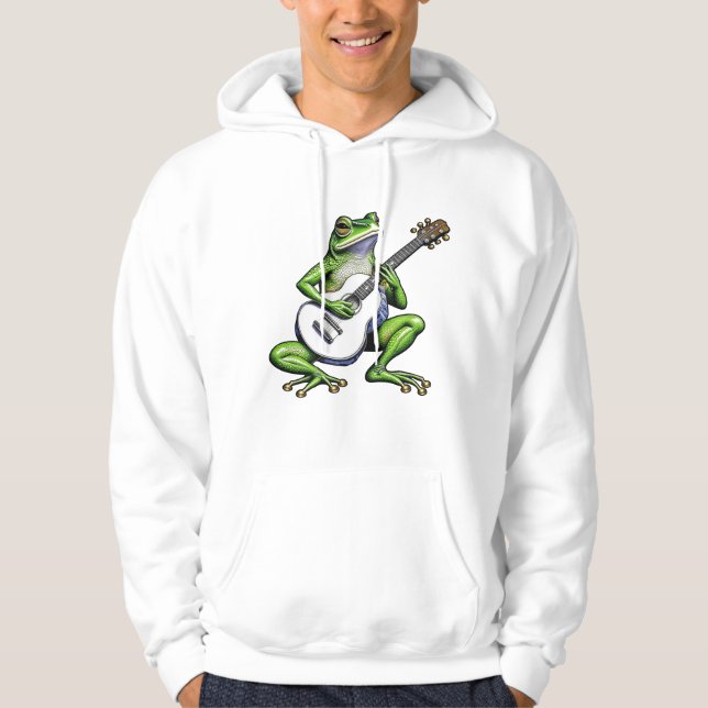 Veste À Capuche Grenouille drôle jouant de la guitare (Devant)