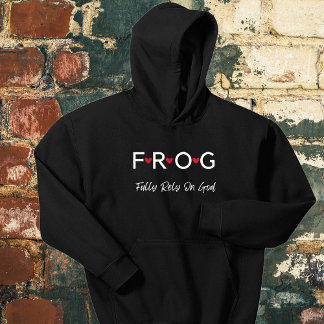 Veste À Capuche Grenouille textuelle Pleine confiance sur Dieu Swe