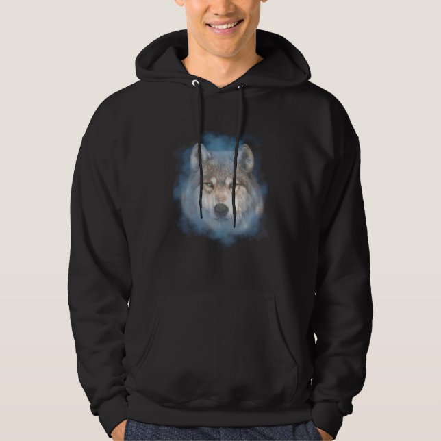 Veste À Capuche Grey Wolf Portrait Wolf Face Animal Artwork Nature (Devant)