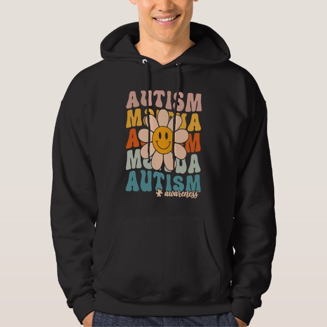 Veste À Capuche Groovy Retro Autism Awareness Month Puzzle Piece S (Devant)