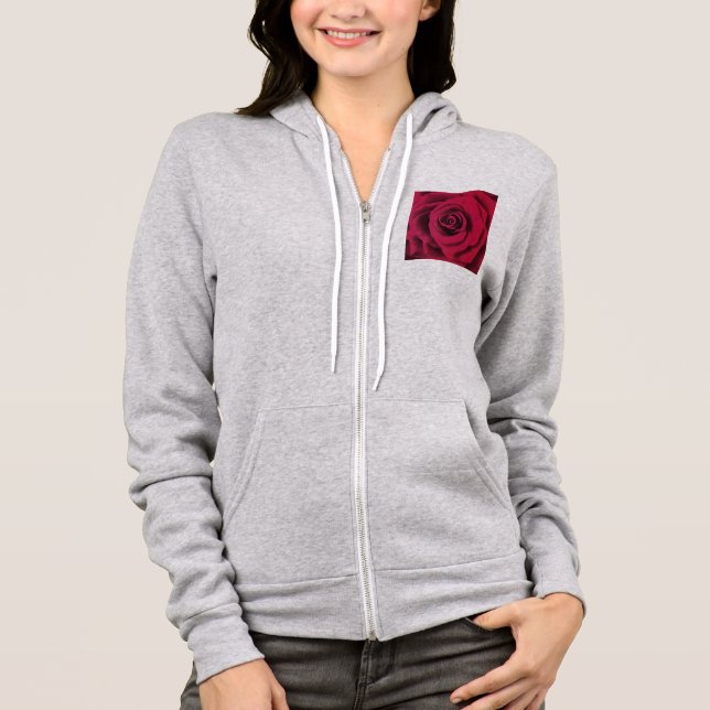 Veste À Capuche Grosse Rose rouge (Devant)