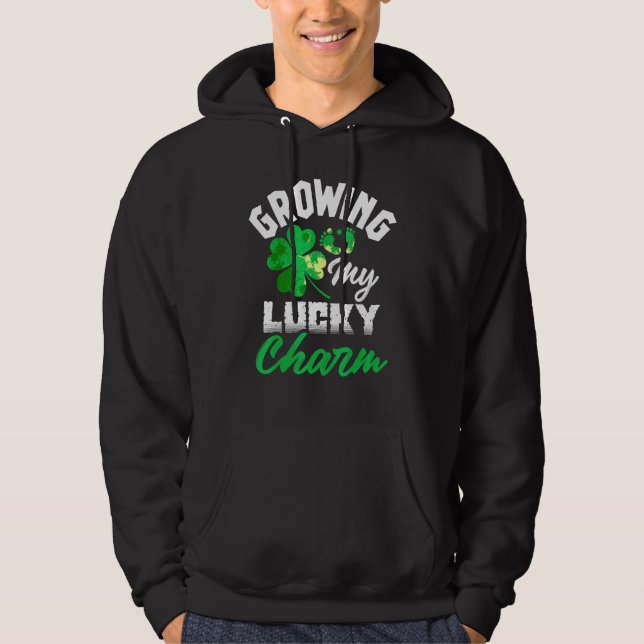 Veste À Capuche Growing My Lucky Charm St Patrick's Day Pregnancy (Devant)