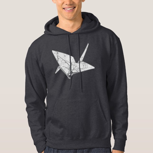 Veste À Capuche Grue d'Oragami détruite (Devant)