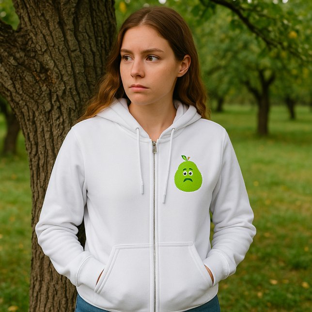 Veste À Capuche Grumpy Fuzzy Pear Visage Fruit drôle Caractère (Créateur téléchargé)