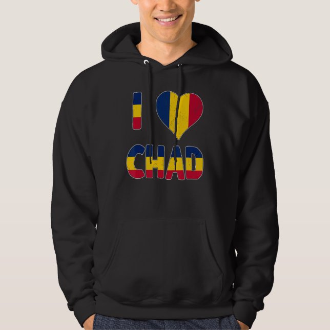 Veste À Capuche Grunge Déshabilisé Géré Style I Love Chad (Devant)