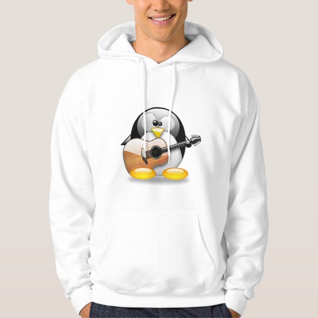 Veste À Capuche Guitare acoustique Tux (Linux Tux) (Devant)