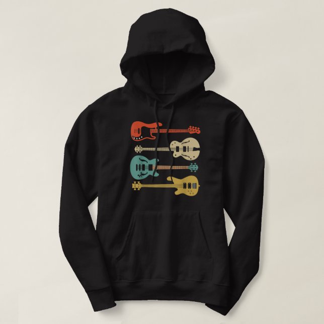 Veste À Capuche Guitare Basse Rétro Vintage (Design devant)