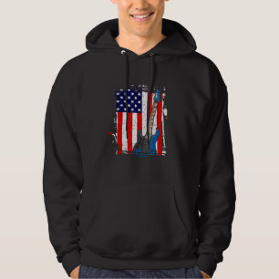 Veste À Capuche Guitare vintage Guitare Américain Drapeau Américai