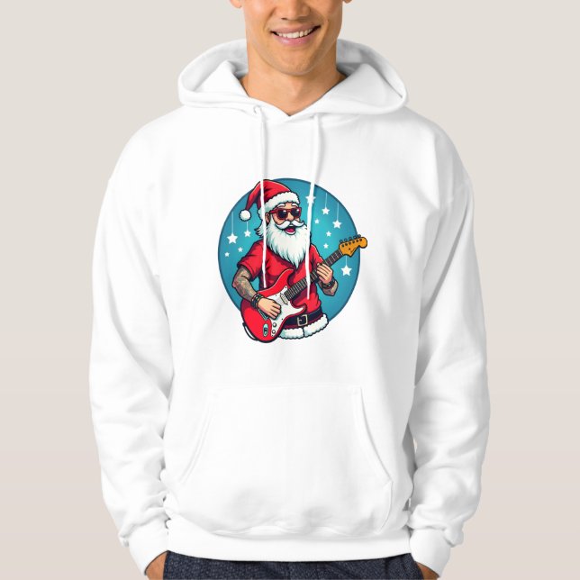 Veste À Capuche guitariste de Noël  Rockmusic Noël (3) (Devant)