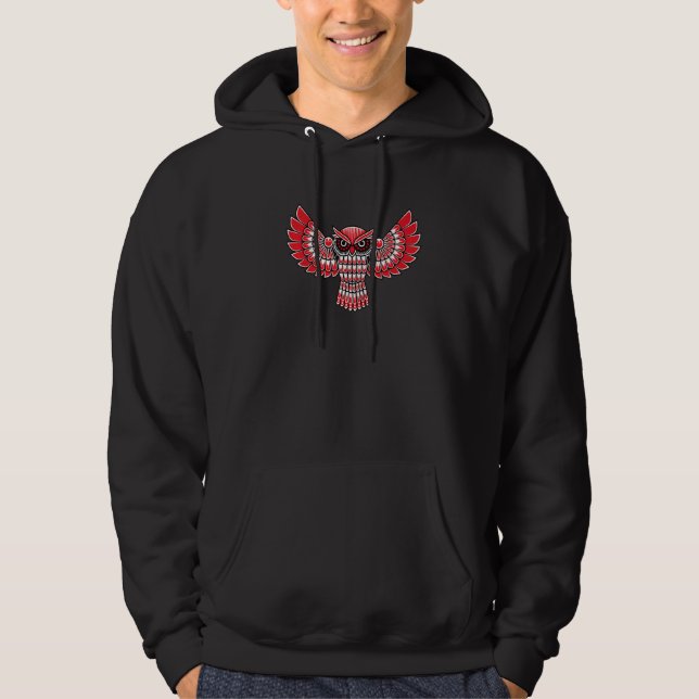 Veste À Capuche Haida Owl Amérindien Amérindien Indigenou (Devant)
