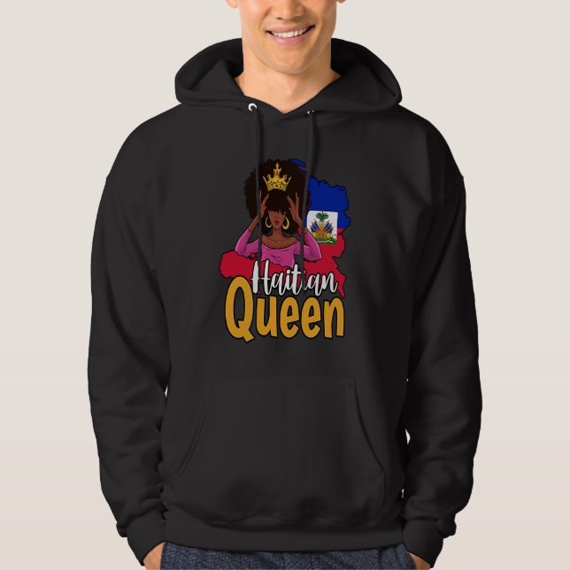 Veste À Capuche Haiti Haitian Love Flag Proud Woman Princess Crown (Devant)