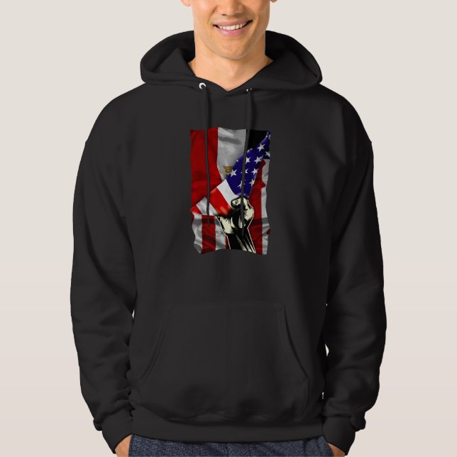 Veste À Capuche Half American Flag Egyptian ROOTS USA Flag Egypt D (Devant)