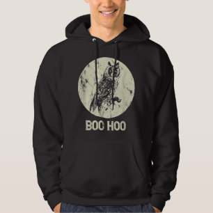 Veste À Capuche Halloween Owl Retro Pleine lune Boo Distressed Cad