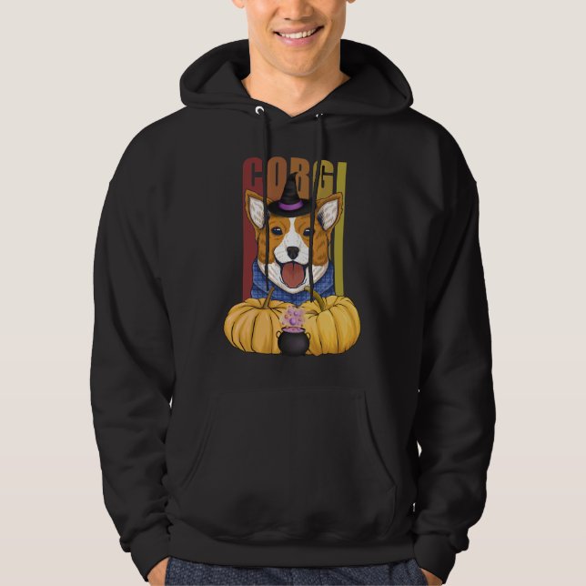 Veste À Capuche Halloween Witch Corgi (Devant)