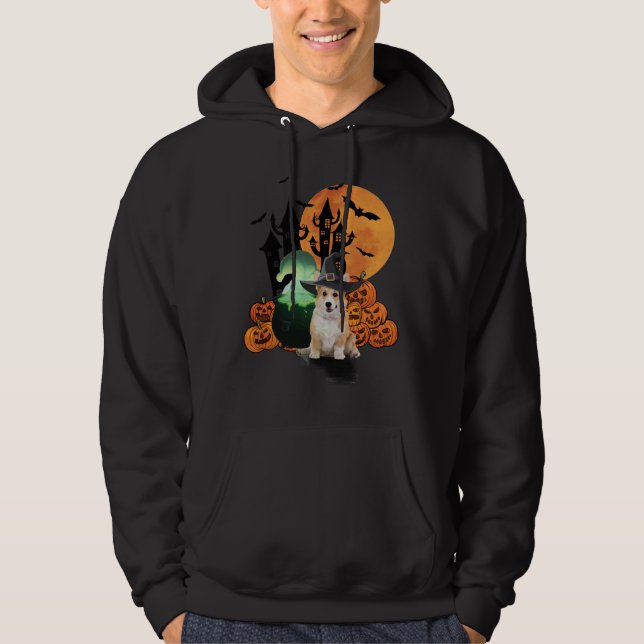 Veste À Capuche Halloween Witch Corgi Dog (Devant)
