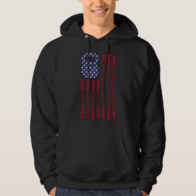 Veste À Capuche Haltère Funny Gym Workout Drapeau Américain USA 4è (Devant)