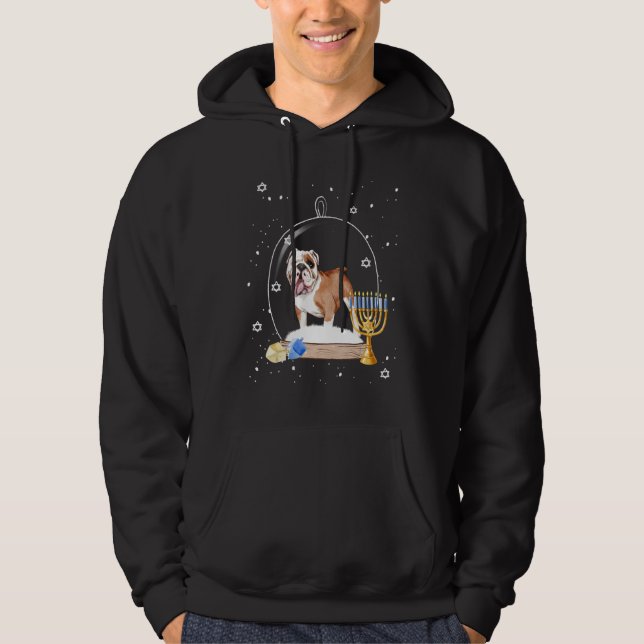 Veste À Capuche Hanukkah British Bulldog Dog Snow Globe Pajama (Devant)