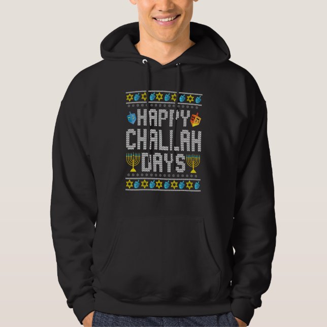 Veste À Capuche Hanukkah Ugly Sweater Jewish  Happy Challah Days (Devant)