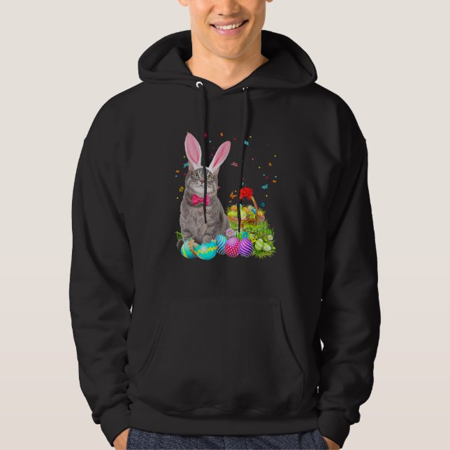 Veste À Capuche Happy Easter Cute Bunny Cat Eggs Basket Men Women (Devant)