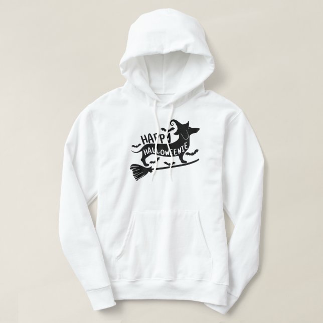 Veste À Capuche Happy Halloweenie Dachshund Citrouille Skeleton (Design devant)