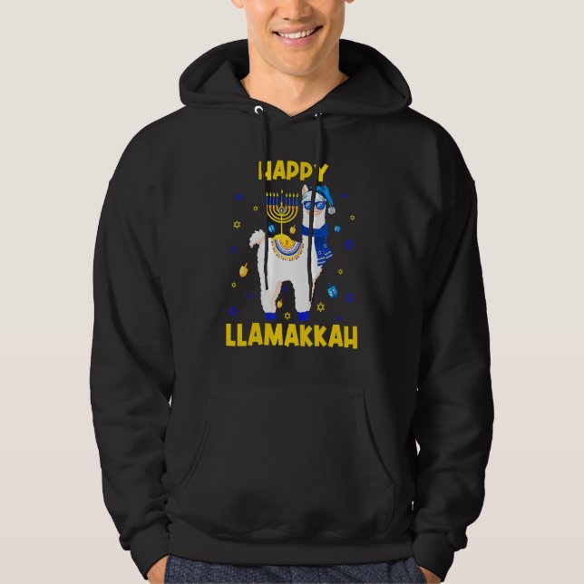 Veste À Capuche Happy Llamakkah Hanukkah Chanukah Llama Alpaca Sun (Devant)