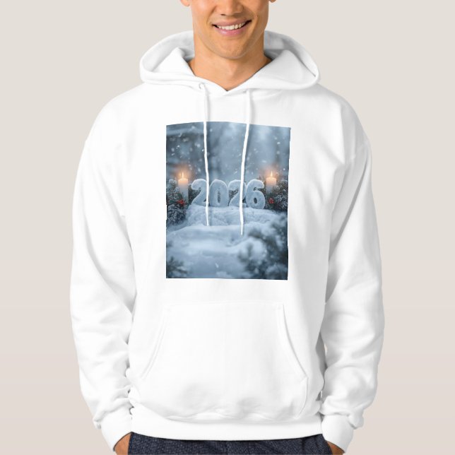Veste À Capuche happy new year winter scene hoodie (Devant)