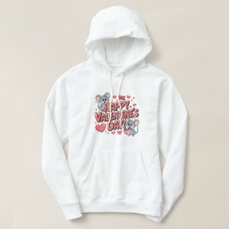 Veste À Capuche happy-valentines-day-cute-mice-hearts-typographie-
