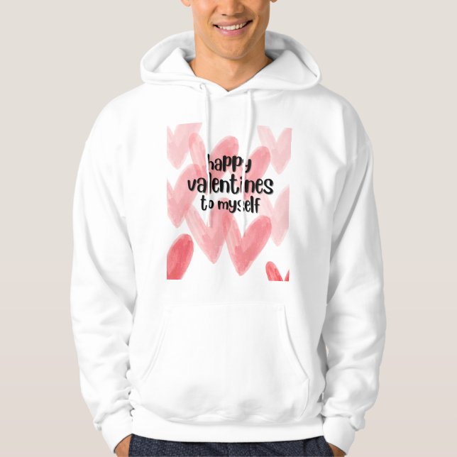 Veste À Capuche Happy Valentines to Myself Love Hearts Pink Card (Devant)