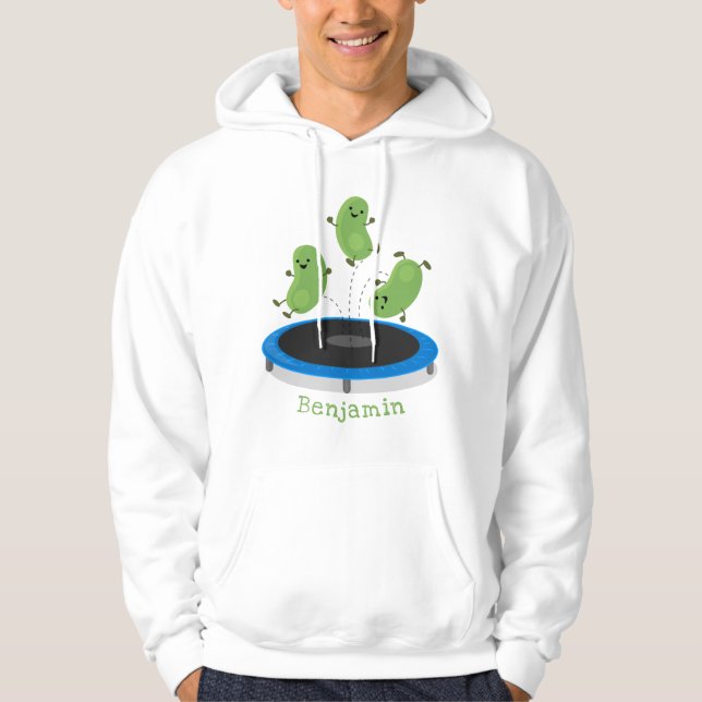 Veste À Capuche Haricots verts drôles mignons sur trampoline dessi (Devant)