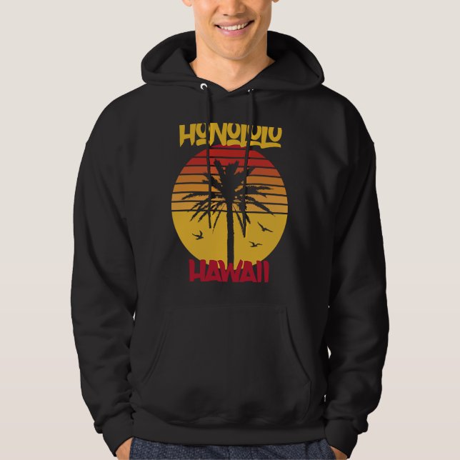 Veste À Capuche Hawaii Honolulu Palmiers Ocean Surf (Devant)